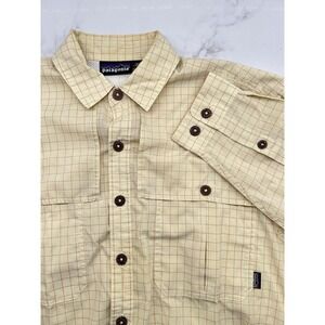 Patagonia Island Hopper Shirt Long Sleeve Button Up‎ Front Plaid Yellow Small